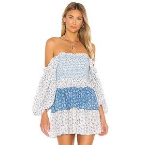 NWT LoveShackFancy Shaw Dress in Vista Blue Size P